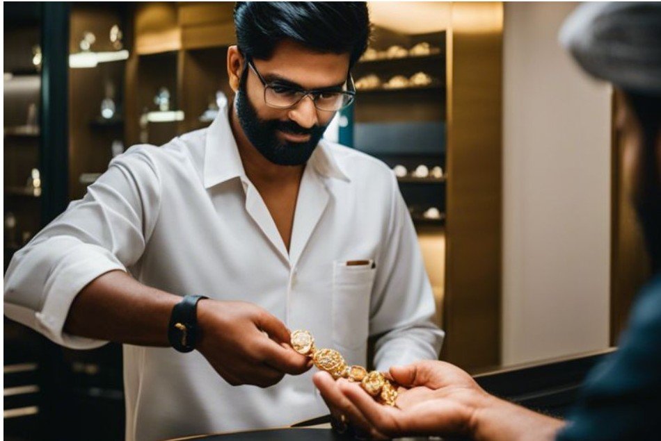 Gold buyer evaluating jewellery safely in Chennai